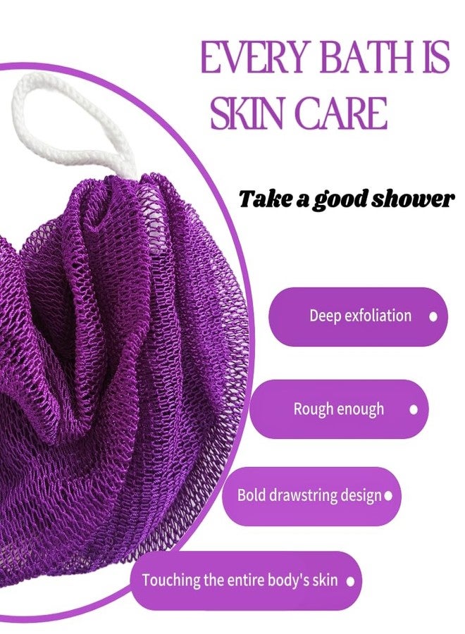 SPMKTBOZAI African Net Sponge Authentic, 2 Pieces African Exfoliating Sponge Real African Net Black Owned, African Bath Sponge Back Scrubber for Shower Loofah Bathing Accessories(Purple, Rose Red) - Image 2