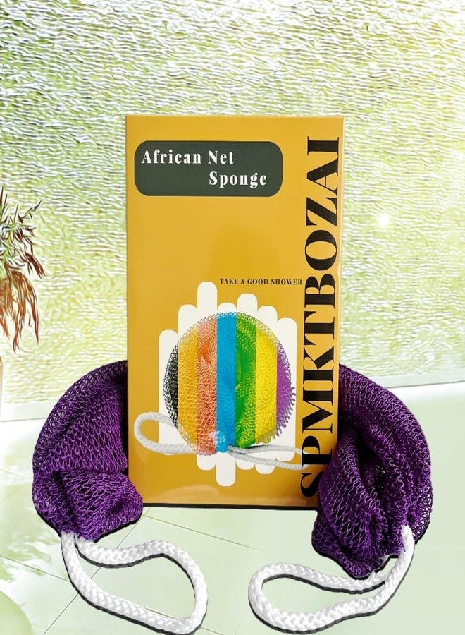 SPMKTBOZAI African Net Sponge Authentic, 2 Pieces African Exfoliating Sponge Real African Net Black Owned, African Bath Sponge Back Scrubber for Shower Loofah Bathing Accessories(Purple, Rose Red) - Image 4