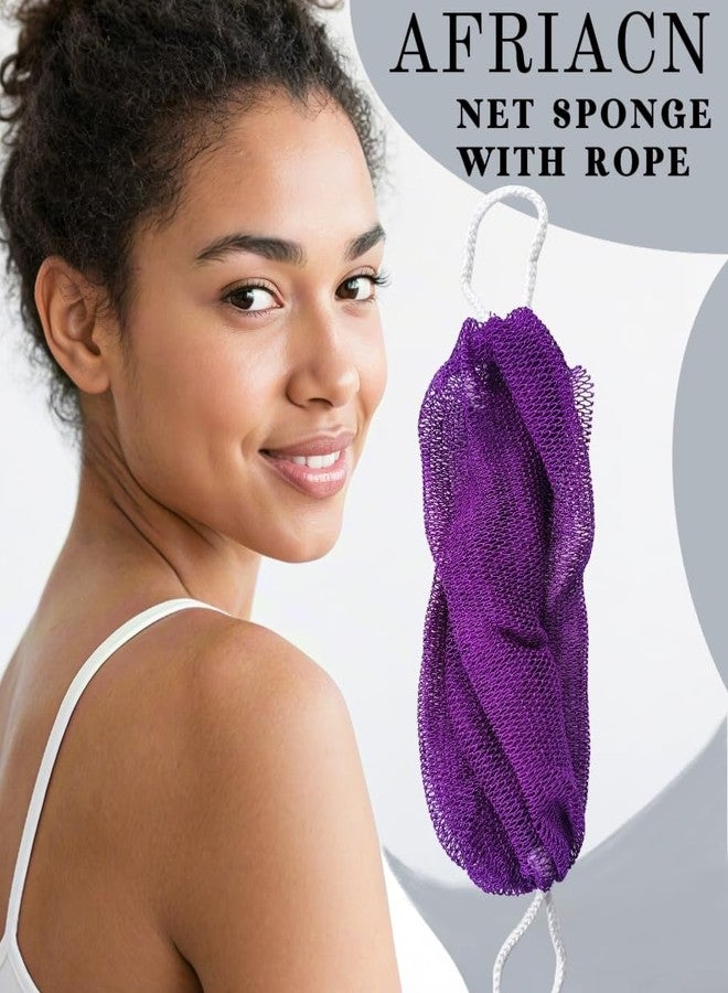 SPMKTBOZAI African Net Sponge Authentic, 2 Pieces African Exfoliating Sponge Real African Net Black Owned, African Bath Sponge Back Scrubber for Shower Loofah Bathing Accessories(Purple, Rose Red) - Image 5