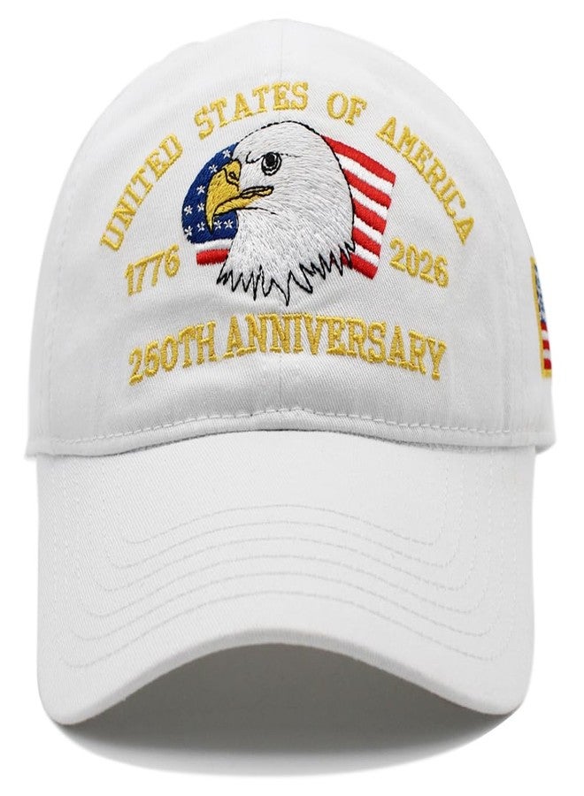 Eachnice 250th Anniversary Eagle Flag Hat America USA Baseball Cap Embroidered 250 Year Patriotic Merchandise Cap Father Gift (Flag White) - Image 2