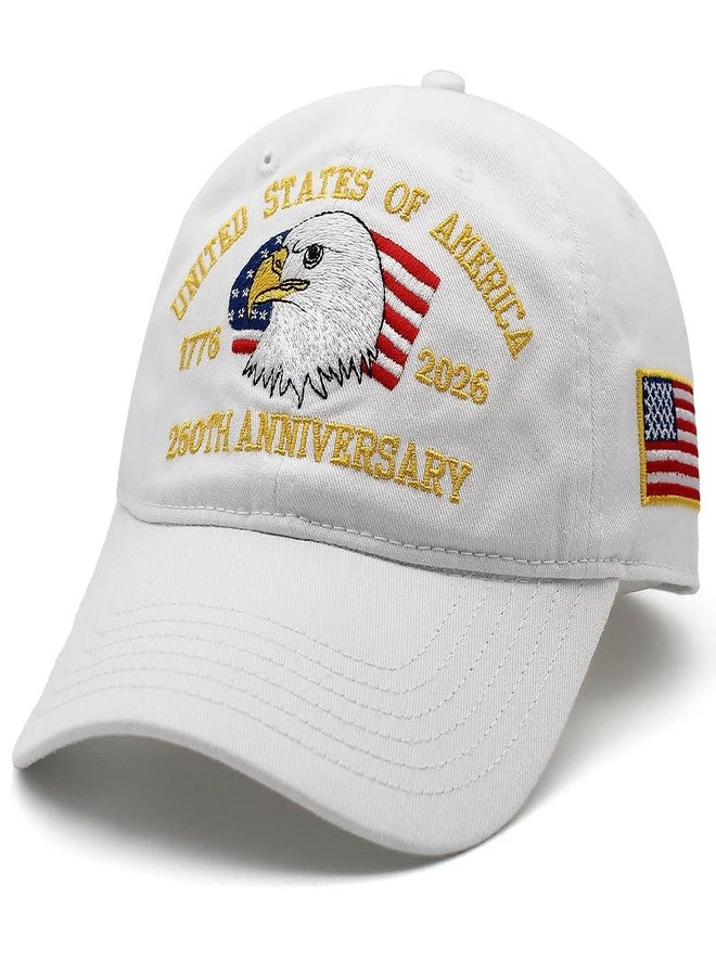Eachnice 250th Anniversary Eagle Flag Hat America USA Baseball Cap Embroidered 250 Year Patriotic Merchandise Cap Father Gift (Flag White) - Image 1