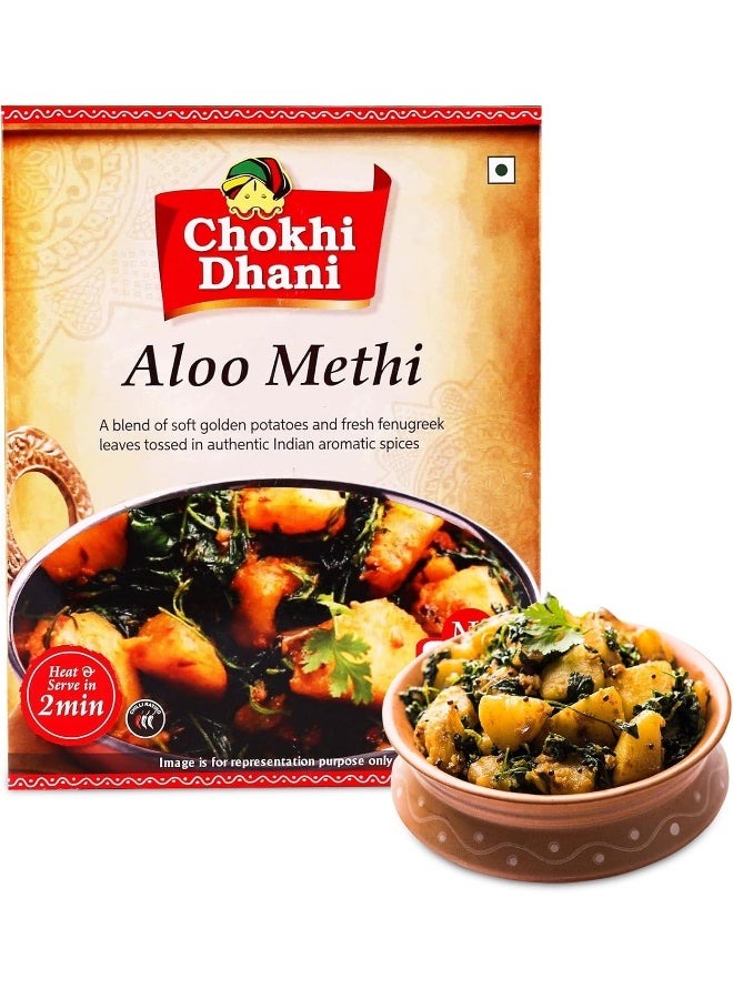 Chokhi Dhani Aloo Methi 300 gm | Ready to Eat | Just Heat & Eat | Stove Top or Hot Water | Ready in 2 Minutes - Image 1