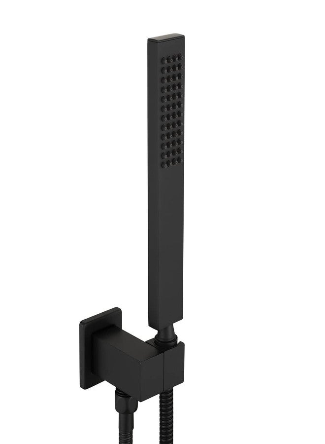 Asyas Brass High Pressure Hand Held Shower Wand Square Head with Adjustable Elbow Wall Connector Shower Holder and 59 Inch Hose Set Matte Black - Image 1
