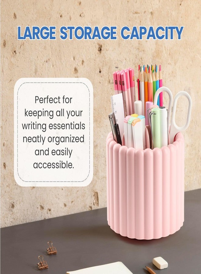 Sallurna Desk Organizer, 360° Rotating Pen Holder for Desk, Pencil Cup with 7 Compartments Storage Box Caddy for Kids, Office, School, Home (Pink) - Image 3