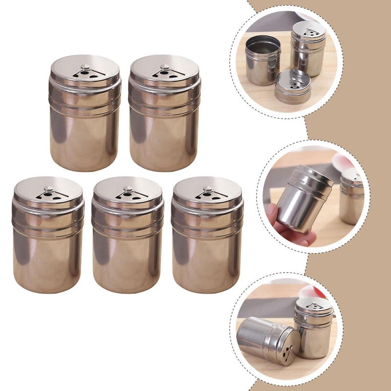 Stainless Steel Spice Jars Set 5 Piece with Airtight Lids for Kitchen Seasoning Storage - Image 4