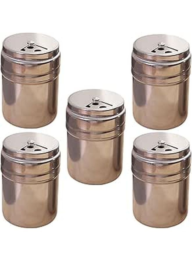 Stainless Steel Spice Jars Set 5 Piece with Airtight Lids for Kitchen Seasoning Storage - Image 1