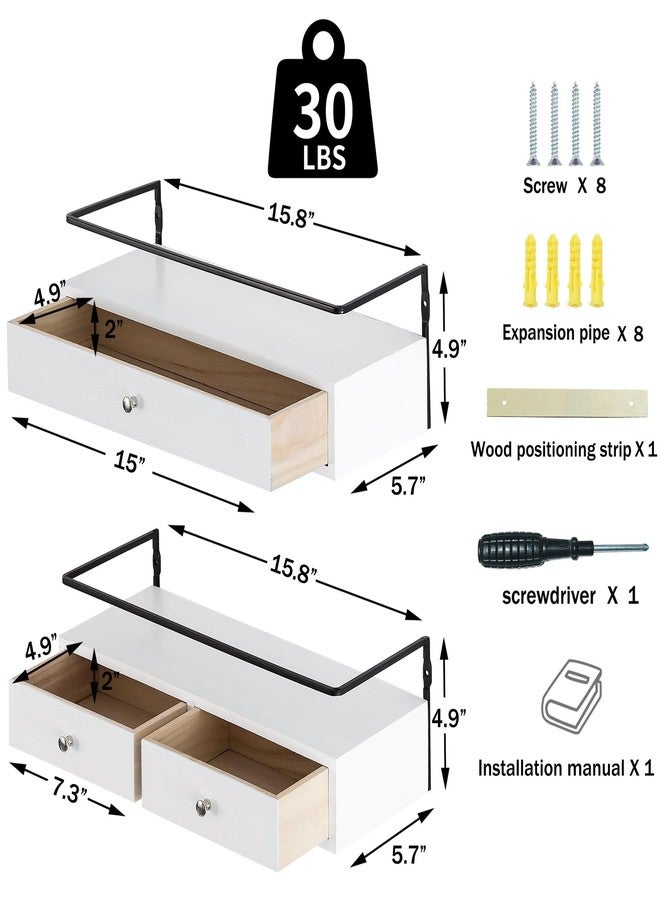 dreampossible Floating Shelves for Wall Storage, Wall Mounted Bathroom Shelf with Drawers Set of 2, Rustic Wood Wall Shelves for Bedroom, Living Room, Kitchen, Wall Decor, Plants, Books - Image 4
