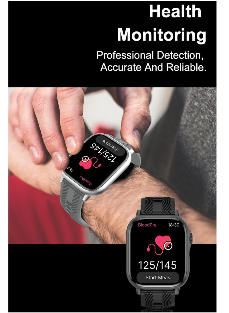 B05 smartwatch, AMOLED always displays Bluetooth call waterproof fitness watch, compatible with Android and iOS Grey