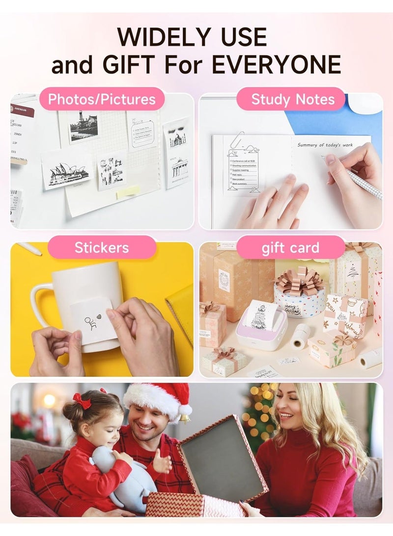 iDPRT Portable Sticker Maker Machine with 1 Roll Sticker Paper, Mini Printer Efficiently and Quickly, Thermal Printer for Study Notes, Pictures, DIY, Label, Free App with Multiple Templates, Pinkcolor - Image 2