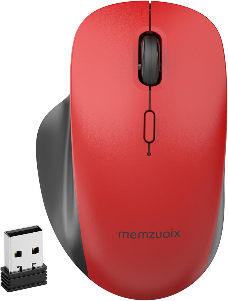 ماوس لاسلكي من memzuoix (BT5.3 و2.4G) قابل للشحن 800/1200/1600 DPI صامت USB C وماوس بلوتوث 4 أزرار - أحمر - Image 1