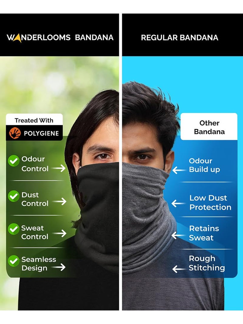 WANDERLOOMS Polygiene Unisex Bandana for Men Hair | Multipurpose Bandana for Men Bike | Odor-Proof, Sun & Dust Protection Neck Warmer for Everyday Use - Image 2