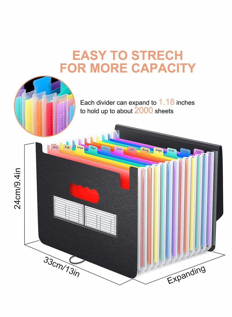 Portable 13-Pocket File Organizer for Documents and Receipts, A4 Size Expanding Folder with Cover, Ideal for Home and Office - Image 4