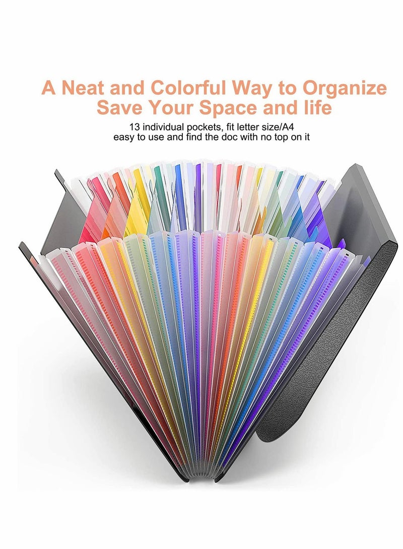 Portable 13-Pocket File Organizer for Documents and Receipts, A4 Size Expanding Folder with Cover, Ideal for Home and Office - Image 3