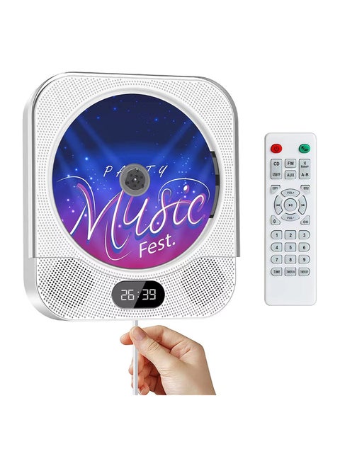 Portable CD Player with Bluetooth, Wall Mounted CD Player Home Audio Boombox Music Player with Remote Control FM Radio, Built-in HiFi Speakers, Jack AUX Input, Support CD/USB/TF