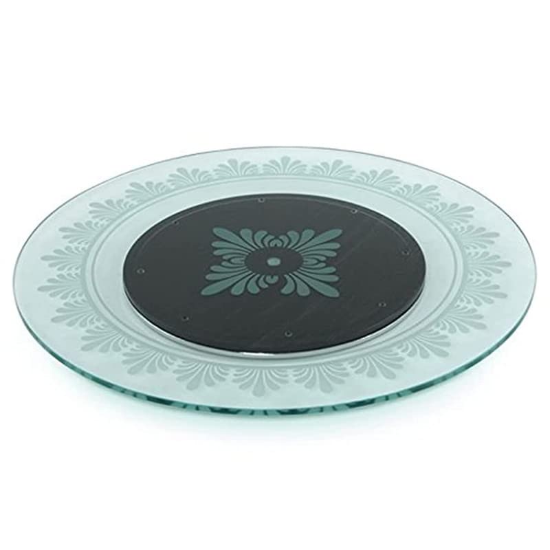 appeasy Revolving Toughened Glass Table Top Lazy Susan for Dining Table Organizer Flora 24 inch - Image 2