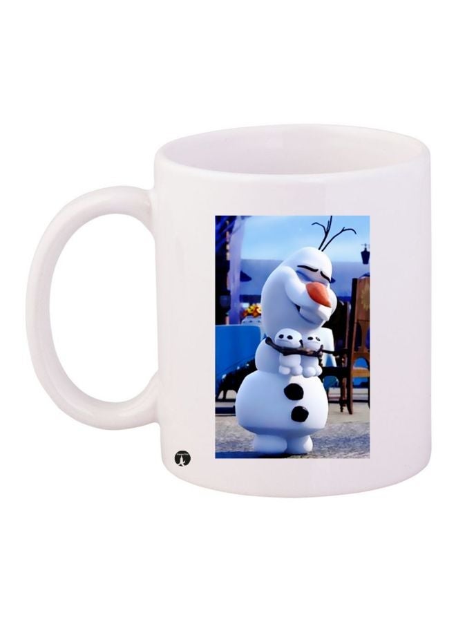 RYN Cartoon Printed Coffee Mug White/Blue/Brown 11ounce