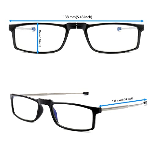 GOOSEN 3-Pack Reading Glasses for Women Men, Keychain Bags Compact Folding Readers, Clear Lens Blue Light Glasses Spring Hinge, Black 1.50 x - Image 4