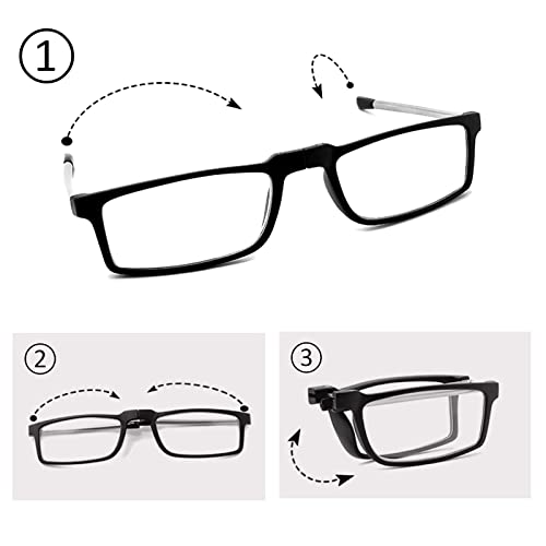 GOOSEN 3-Pack Reading Glasses for Women Men, Keychain Bags Compact Folding Readers, Clear Lens Blue Light Glasses Spring Hinge, Black 1.50 x - Image 2