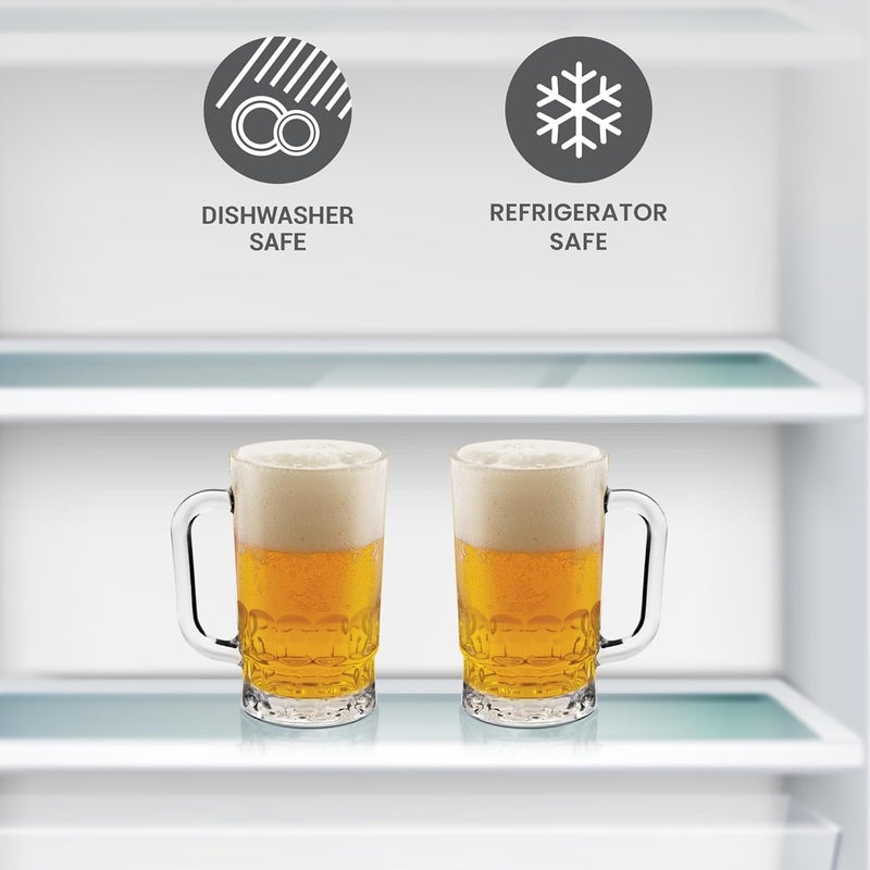 TREO by Milton Gusto Cool Glass Beer Mug, Set of 2, 335 ml Each, Transparent Glasses for Beer, Drinks, Cocktail - Image 4