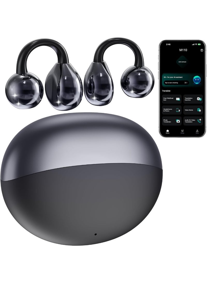 عربست سماعات ترجمة الذكاء الاصطناعي في الوقت الحقيقي ، سماعات ترجمة 164 لغة ، 3 في 1 مقطع لاسلكي على سماعات ، سماعات بلوتوث 5.4 ، جهاز ترجمة للتعلم التجاري للسفر (أسود) - Image 1