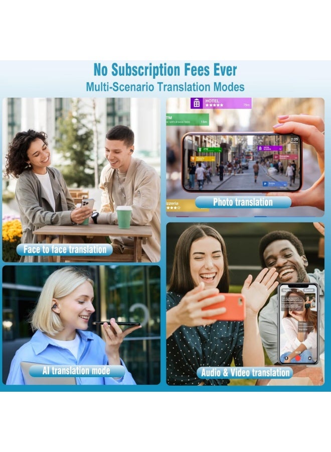 عربست سماعات ترجمة الذكاء الاصطناعي في الوقت الحقيقي ، سماعات ترجمة 164 لغة ، 3 في 1 مقطع لاسلكي على سماعات ، سماعات بلوتوث 5.4 ، جهاز ترجمة للتعلم التجاري للسفر (أسود) - Image 5