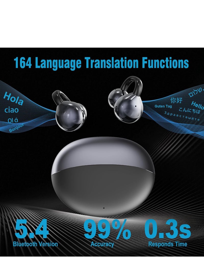 عربست سماعات ترجمة الذكاء الاصطناعي في الوقت الحقيقي ، سماعات ترجمة 164 لغة ، 3 في 1 مقطع لاسلكي على سماعات ، سماعات بلوتوث 5.4 ، جهاز ترجمة للتعلم التجاري للسفر (أسود) - Image 3