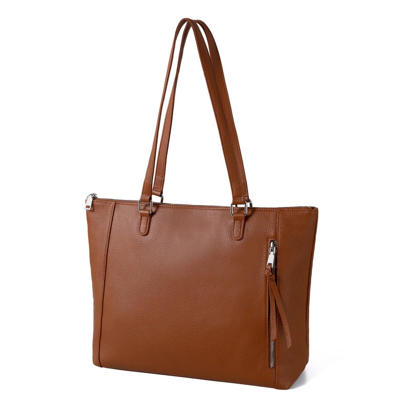 befen Genuine Leather Tote Bag for Women for Work, Brown Large Tote Purse, Women's Large Soft Leather Handbags and Shoulder Bags Satchel Handbags with Top Handles for Work Travel - Image 1
