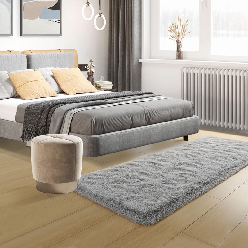Tepook Soft Runner Rugs for Bedroom 2x6 ft with Rubber Backing  Grey Fluffy Rugs for Living Room  Shag Bedside Rug Fuzzy Plush Carpet for Room  Area Rug for Dorm Nursery Hallway Indoor Home Decor - Image 4