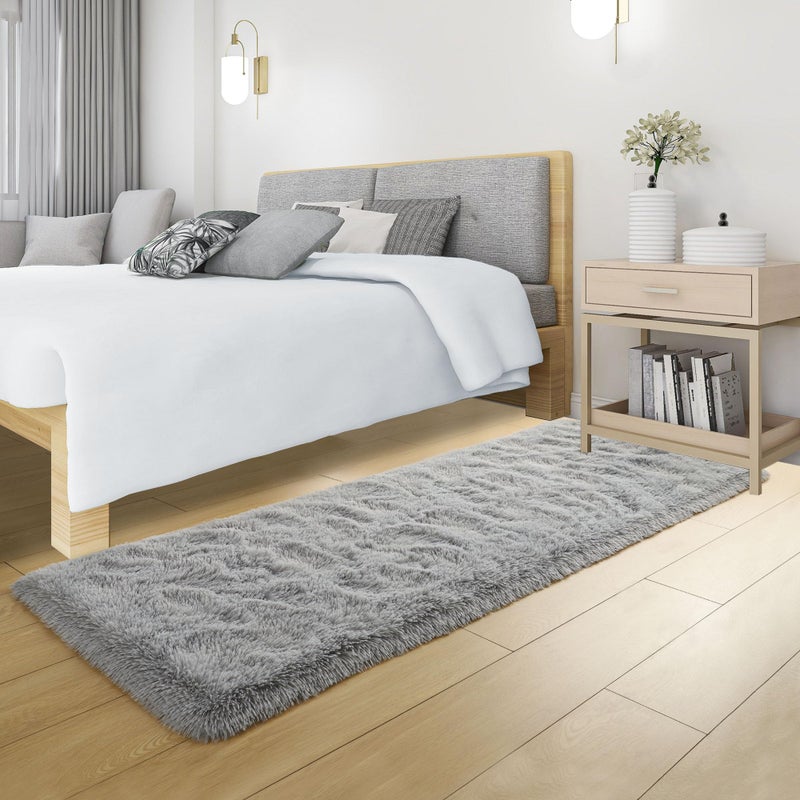 Tepook Soft Runner Rugs for Bedroom 2x6 ft with Rubber Backing  Grey Fluffy Rugs for Living Room  Shag Bedside Rug Fuzzy Plush Carpet for Room  Area Rug for Dorm Nursery Hallway Indoor Home Decor - Image 3