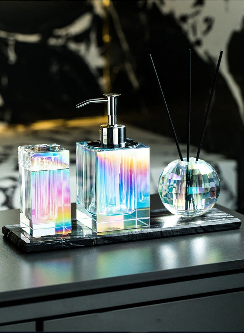 JiFENG Crystal Glass Soap Dispenser with Rust Proof Stainless Steel Pump, Refillable Liquid Hand Soap Dispenser for Bathroom, Premium Kitchen Soap Dispenser - Image 3