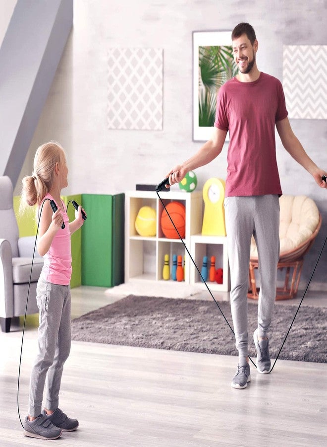 حبل قفز احترافي من FirstFit، خالٍ من التشابك، سريع الحركة، مزود بمحامل كروية، مناسب للنساء والرجال والأطفال، حبل قفز فولاذي قابل للتعديل بمقابض إسفنجية - أسود (عبوة من قطعتين) - Image 5