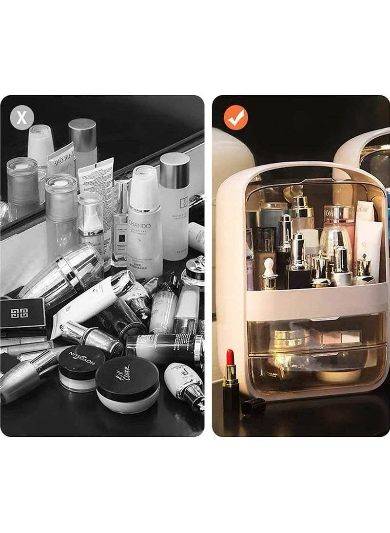 LIMOS Makeup Organizer Cosmetic Storage Box Holder Portable Dust WaterProof with Cover (White) - Image 4