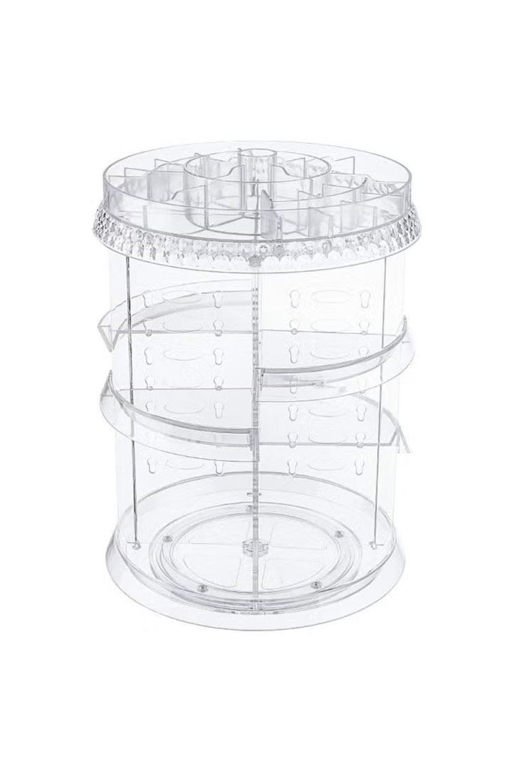 Adjustable 360-Degree Rotating Cosmetic Organizer – Large Capacity Makeup Storage Bag Made of Transparent Acrylic - Image 1