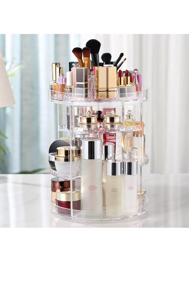 Adjustable 360-Degree Rotating Cosmetic Organizer – Large Capacity Makeup Storage Bag Made of Transparent Acrylic - Image 3