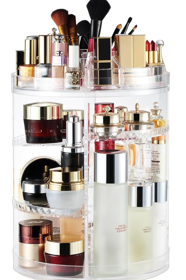 Adjustable 360-Degree Rotating Cosmetic Organizer – Large Capacity Makeup Storage Bag Made of Transparent Acrylic - Image 5