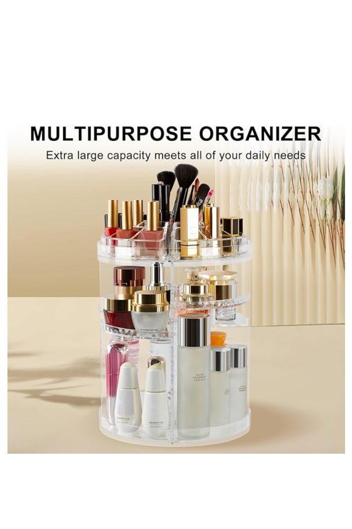 Adjustable 360-Degree Rotating Cosmetic Organizer – Large Capacity Makeup Storage Bag Made of Transparent Acrylic - Image 4
