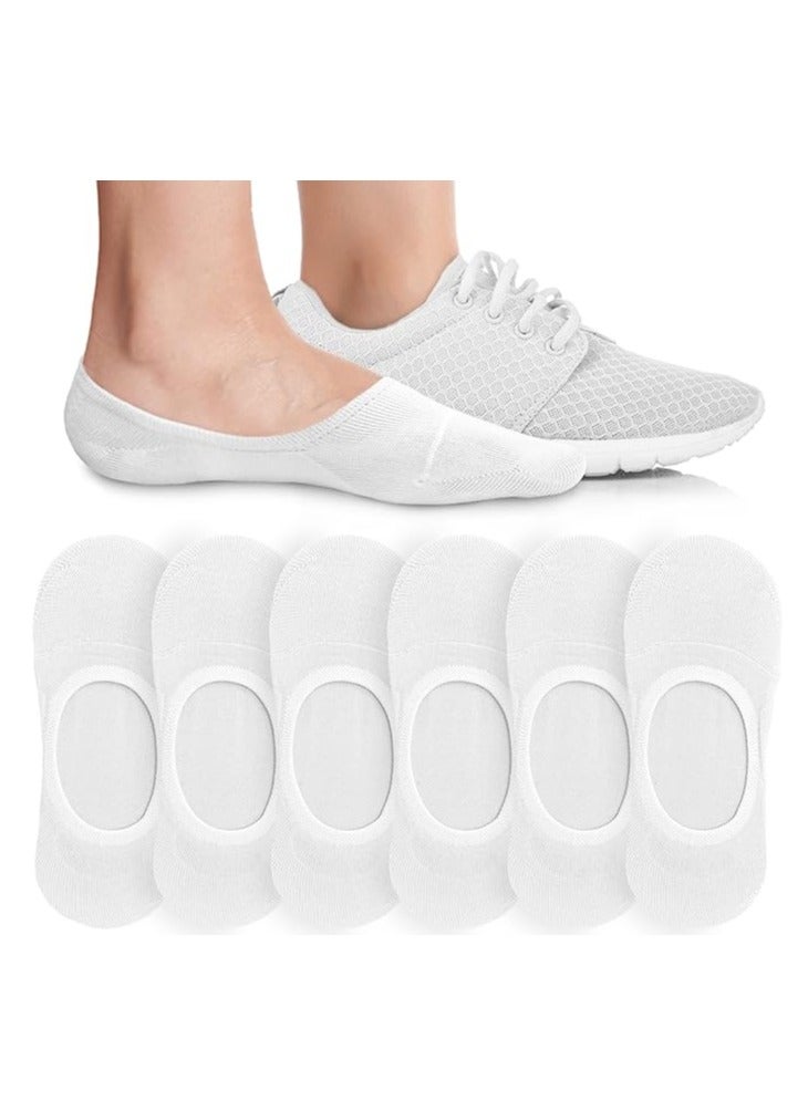 DUNISO 6 Pack Women's Thin No Show Socks Non Slip Flat Boat Line Socks White One Size - Image 1