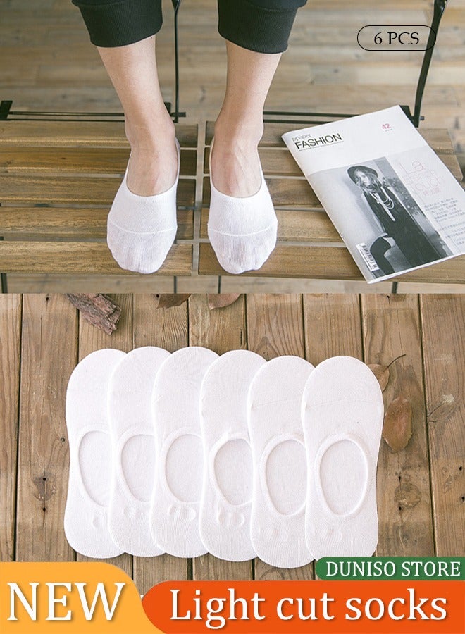 DUNISO 6 Pack Women's Thin No Show Socks Non Slip Flat Boat Line Socks White One Size - Image 2