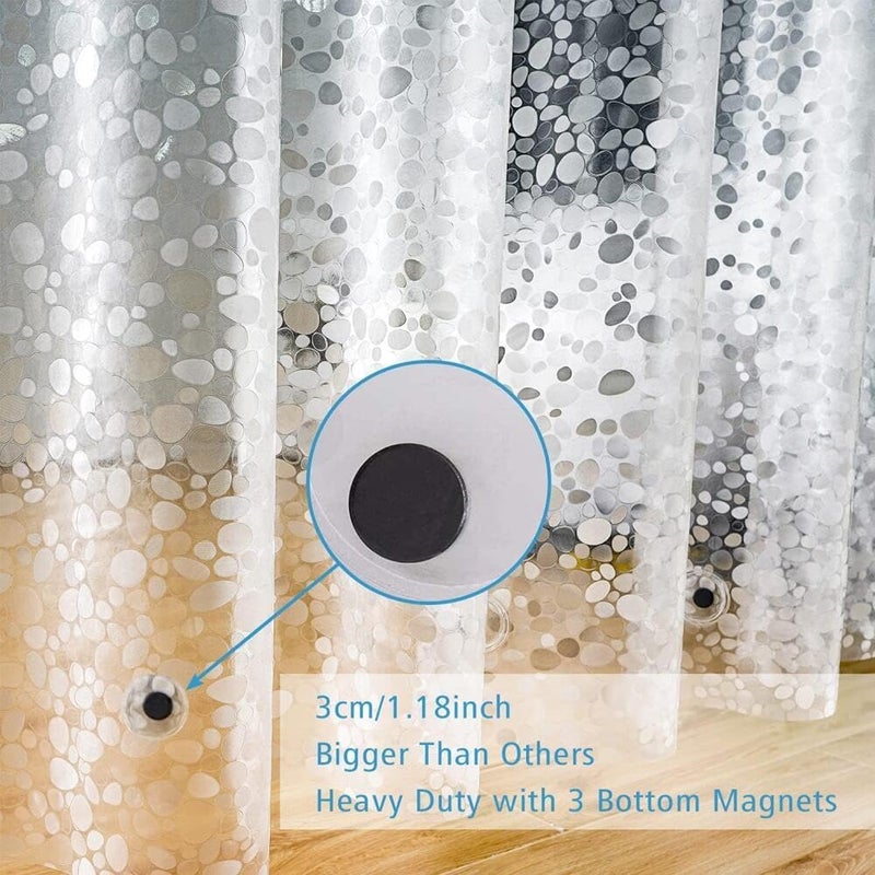 Goodern Clear Shower Curtain Liner 180 x 180 cm,Waterproof Shower Curtain with Hooks and Magnets,PEVA Heavy Duty Bathroom Shower Curtain,Transparent Plastic Shower Curtain Liner for Shower Bathtub-A - Image 5