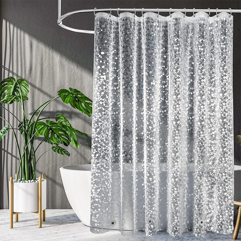 Goodern Clear Shower Curtain Liner 180 x 180 cm,Waterproof Shower Curtain with Hooks and Magnets,PEVA Heavy Duty Bathroom Shower Curtain,Transparent Plastic Shower Curtain Liner for Shower Bathtub-A - Image 1