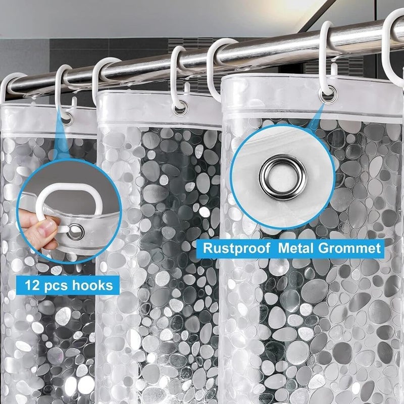 Goodern Clear Shower Curtain Liner 180 x 180 cm,Waterproof Shower Curtain with Hooks and Magnets,PEVA Heavy Duty Bathroom Shower Curtain,Transparent Plastic Shower Curtain Liner for Shower Bathtub-A - Image 4