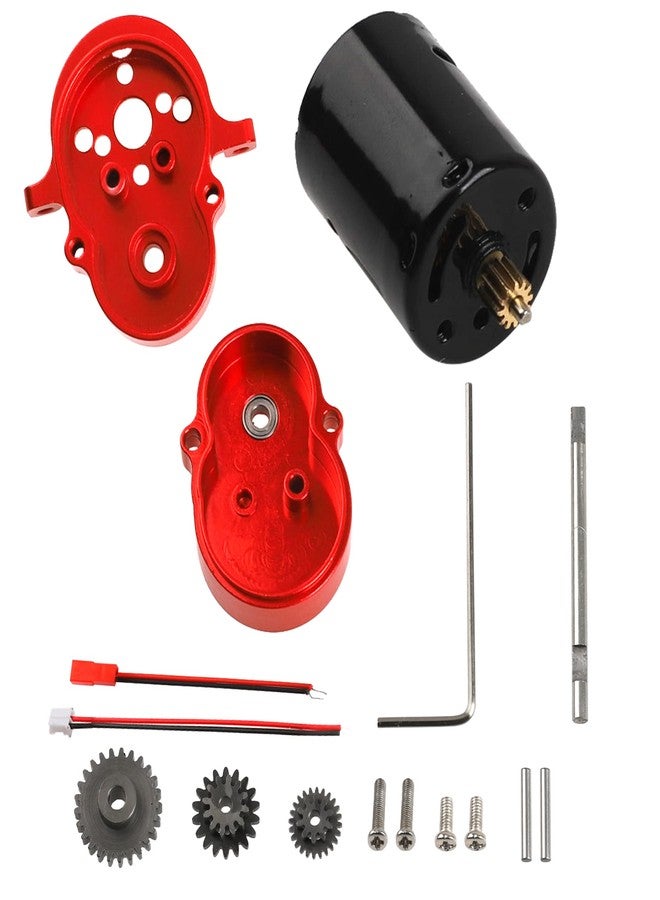 Vgoohobby Aluminum Alloy Gearbox Housing Gear Box & Steel Gears with 370 Motors Compatible with WPL D12 1/10 RC Car (Red) - Image 1