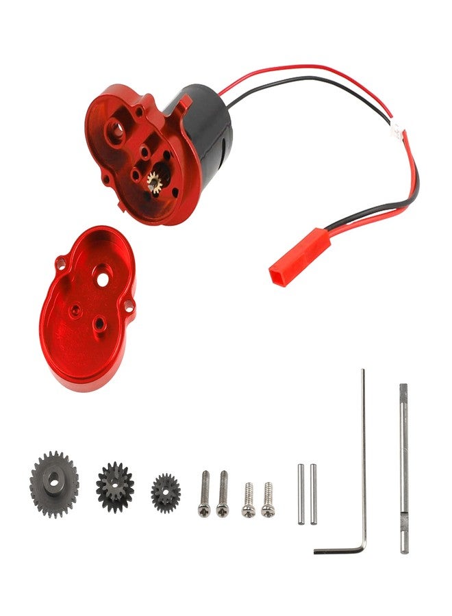 Vgoohobby Aluminum Alloy Gearbox Housing Gear Box & Steel Gears with 370 Motors Compatible with WPL D12 1/10 RC Car (Red) - Image 3