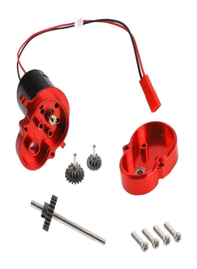 Vgoohobby Aluminum Alloy Gearbox Housing Gear Box & Steel Gears with 370 Motors Compatible with WPL D12 1/10 RC Car (Red) - Image 4