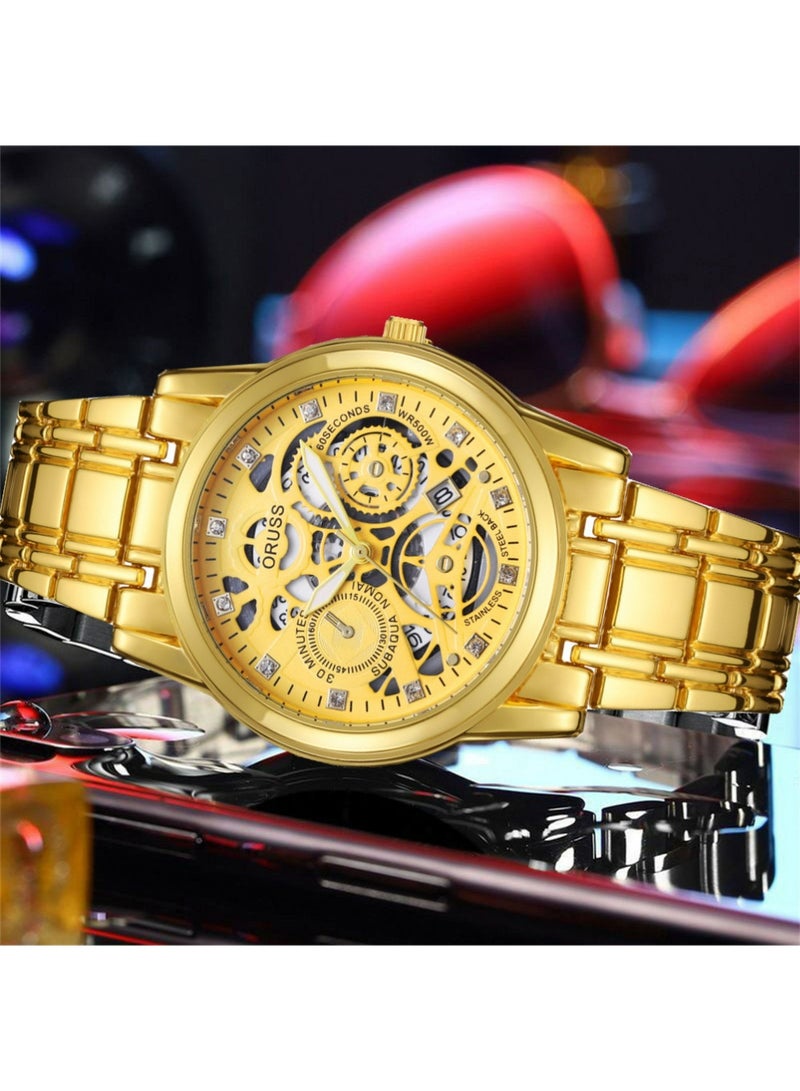 ORUSS Watches for Men with Stainless Steel, Quartz Analog Watch with Date, Luxury Minimalist Dress Mens Watches, Chronograph Watch, 3ATM Waterproof, Black Wristwatch, Gifts for Men - Image 2