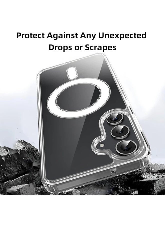 Wechdo Clear Case for Samsung Galaxy A57 5G (2026), Magnetic Cover Compatible with MagSafe, Hard Back Ultra Slim Shockproof Bumper, Anti-Yellowing Support Wireless Charging - Image 4