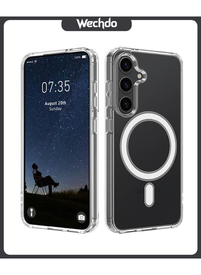 Wechdo Clear Case for Samsung Galaxy A57 5G (2026), Magnetic Cover Compatible with MagSafe, Hard Back Ultra Slim Shockproof Bumper, Anti-Yellowing Support Wireless Charging - Image 1