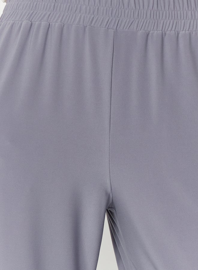 trendyol Gray Wide Leg/Casual Fit High Waist Elastic Knitted Trousers TWOSS23PL00129 - Image 3