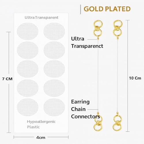 Super Softener Gold Plated Transparent, Stretchable, Adjustable, Lightweighted Ear Chain For Heavy Earrings – Comfortable Ear Support For Women & Girls (2 Pair) With Invisible Ear Lobe Support - Image 5