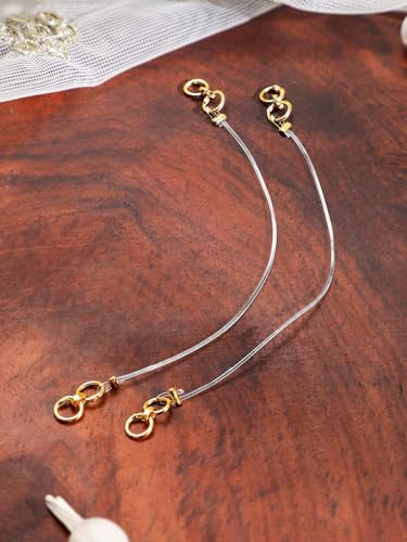 Super Softener Gold Plated Transparent, Stretchable, Adjustable, Lightweighted Ear Chain For Heavy Earrings – Comfortable Ear Support For Women & Girls (2 Pair) With Invisible Ear Lobe Support - Image 3